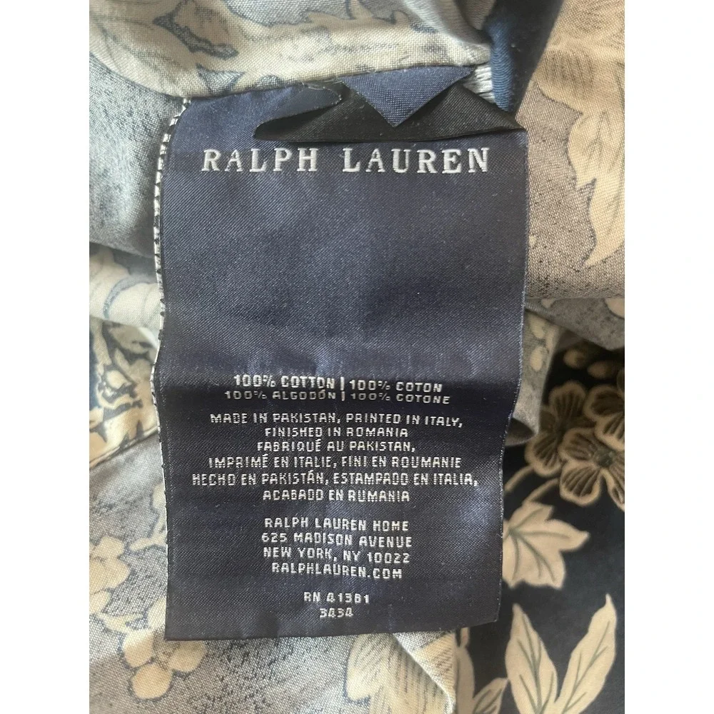 Ralph Lauren Deauville Blossom Navy Sateen QUEEN Duvet Cover & 2 Stnd Shams READ